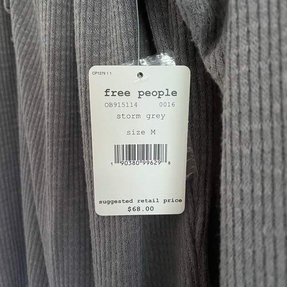 NWT Free People storm grey Henley long sleeve thermal - Picture 10 of 10